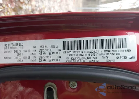 2015 Ram 2500 Tradesman z USA, uszkodzony, nr VIN 3C6UR5CJ9FG659408